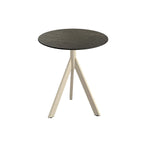 Feros Infinity Tripod table de terrasse avec piètement sable + plateau HPL Marbre Midnight Ø70 cm