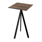 Feros Infinity Tripod Stehtisch Schwarz frame + Tropical Wood HPL 70x70 cm