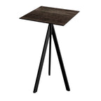 Feros Infinity Tripod Stehtisch Schwarz frame + Riverwashed Wood HPL 70x70 cm