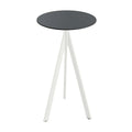 Feros Infinity Tripod mange-debout avec piètement blanc + plateau HPL noir Ø70 cm