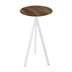 Feros Infinity Tripod mange-debout avec piètement blanc + plateau HPL bois tropical Ø70 cm