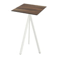 Feros Infinity Tripod Stehtisch Weiß frame + Tropical Wood HPL 70x70 cm
