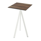 Feros Infinity Tripod Stehtisch Weiß frame + Tropical Wood HPL 70x70 cm
