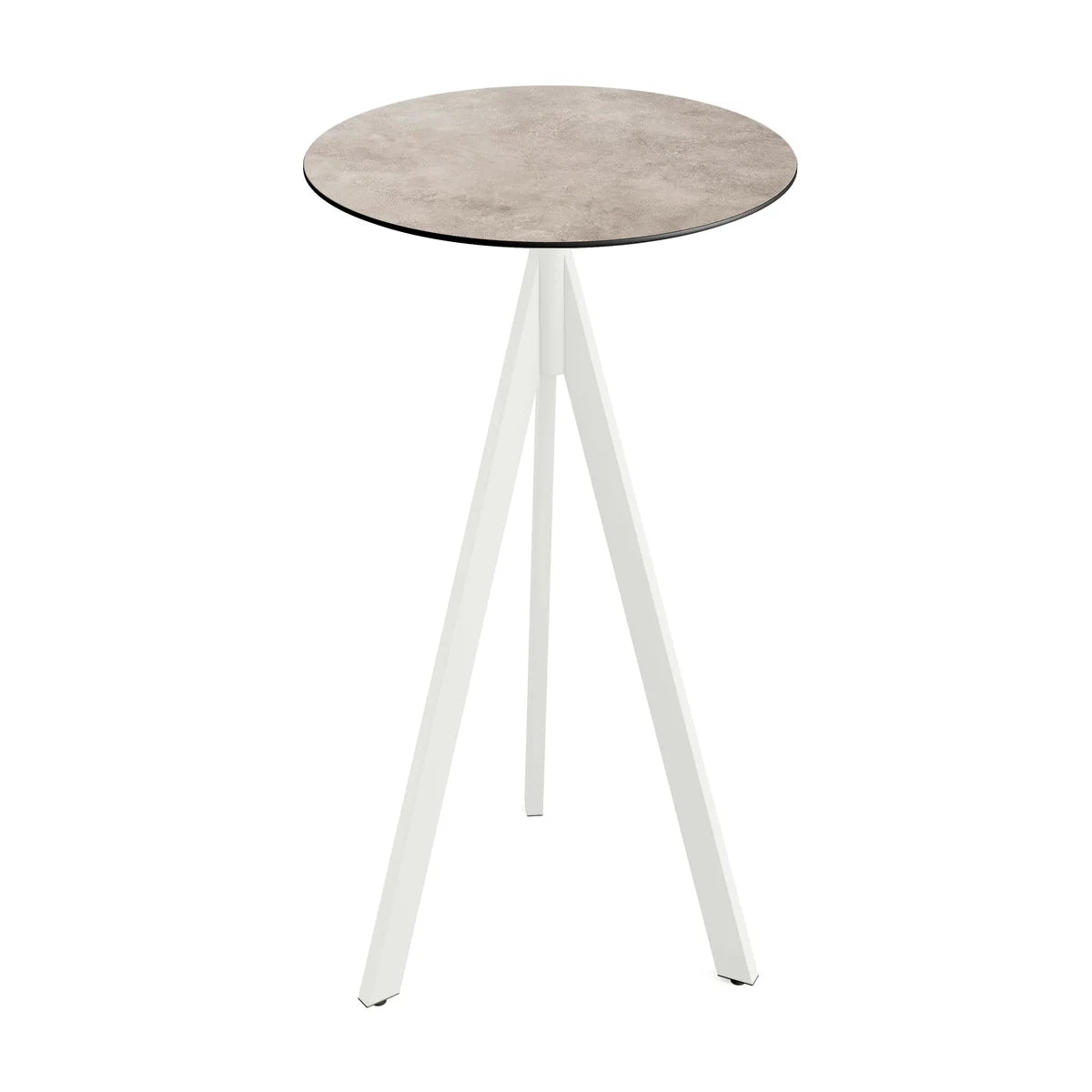 Feros Infinity Tripod mange-debout avec piètement blanc + plateau HPL Pierre de lune Ø70 cm