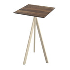 Feros Infinity Tripod Stehtisch Sand frame + Tropical Wood HPL 70x70 cm