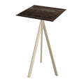 Feros Infinity Tripod mange-debout avec piètement sable + plateau HPL Bois Riverwashed 70x70 cm