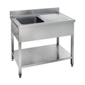 Spültisch Basic 10x6 mit 1 Becken links, Aufkantung und Grundboden