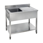 Spültisch Basic 10x6 mit 1 Becken links, Aufkantung und Grundboden