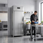 Gastronomie Kühlschrank ECO 700 GN 2/1 Monoblock , 616 Liter Kühlraumvolumen, 3 verstellbare Einlegeböden, Robuste Bauweise, Edelstahl