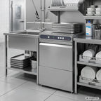 Gläserspülmaschine ECO 40x40 cm Korbmaß, mit Reiniger- & Klarspüldosierer, mit Ablaufpumpe & Enthärter, Made in Europe, 230 Volt