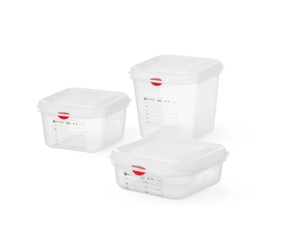 Hendi GN-Behälter mit Deckel und HACCP-Clips, GN 1/1, 65 mm, 8 L, PP