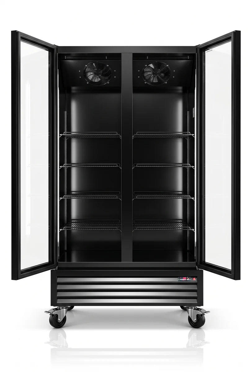 Getränkekühlschrank ECO 1000 mit Klapptüren, schwarz