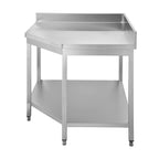 Table de travail d’angle en inox Basic 1000x600 mm - avec étagère basse et dosseret