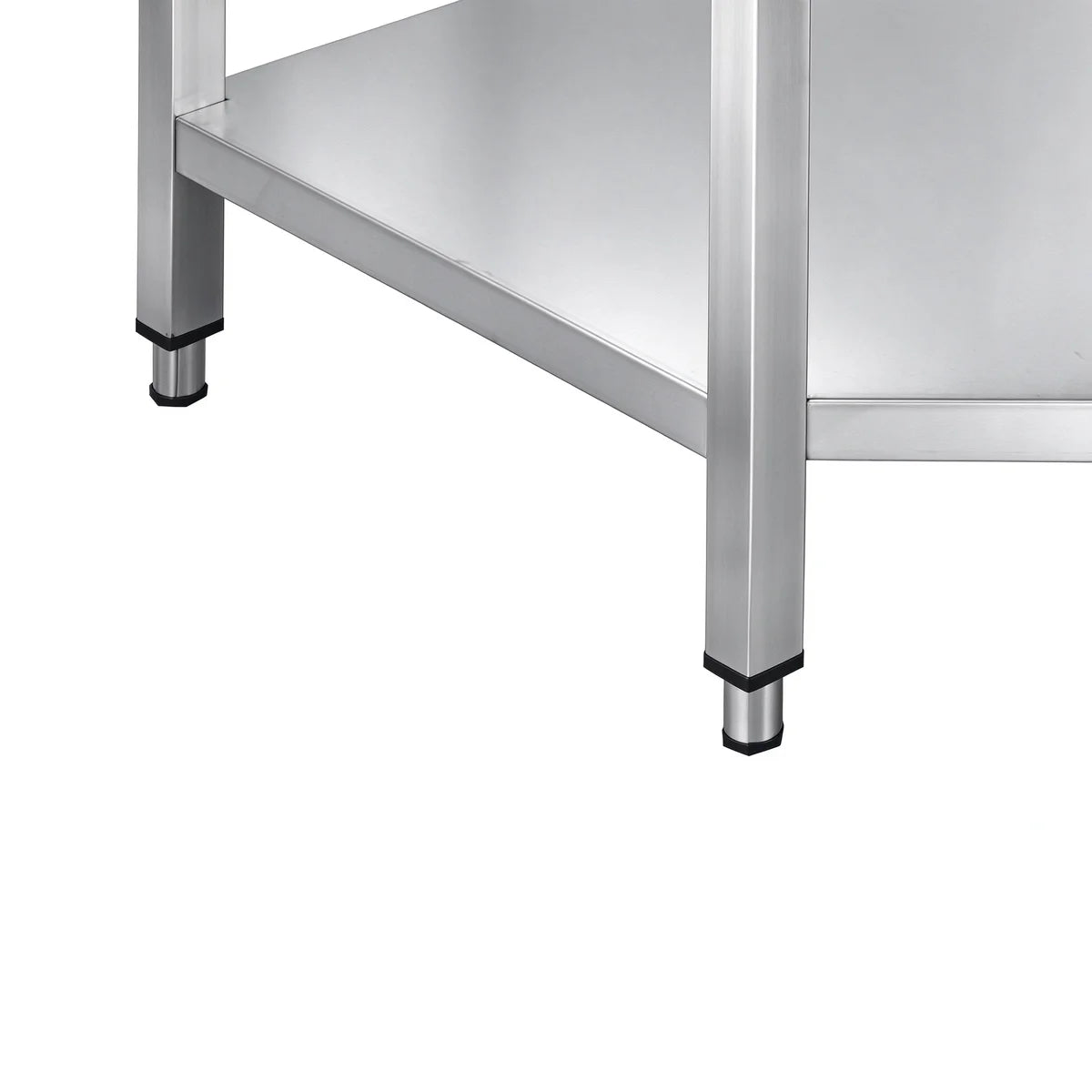 Table de travail d’angle en acier inoxydable gamme Basic 1000x700 mm - avec étagère basse et dosseret