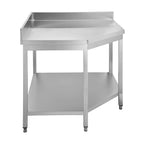 Table de travail d’angle en acier inoxydable gamme Basic 1000x700 mm - avec étagère basse et dosseret