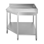 Table de travail d’angle en acier inoxydable gamme Basic 1000x700 mm - avec étagère basse et dosseret