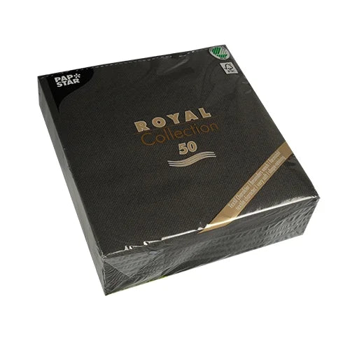 Papstar 50 serviettes ROYAL Collection pliage 1/4 40 cm x 40 cm noir