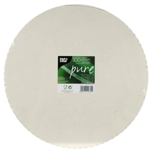 Papstar 100 Tortenunterlagen, Pappe pure rund Ø 30 cm weiss mit gezacktem Rand