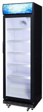 Armoire réfrigérée à boissons noire/blanche - 339 l - porte vitrée - froid ventilé - enseigne lumineuse