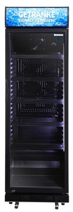 Gastro-Cool DC400 Getränkekühlschrank 400 Liter mit Werbedisplay schwarz/schwarz, LED