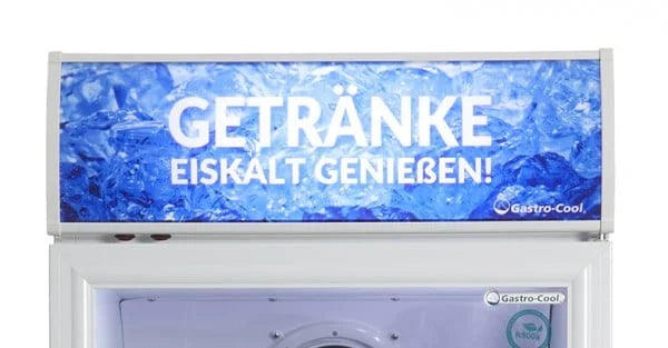 Gastro-Cool DC400 Getränkekühlschrank 400 Liter mit Werbedisplay weiß/weiß, LED