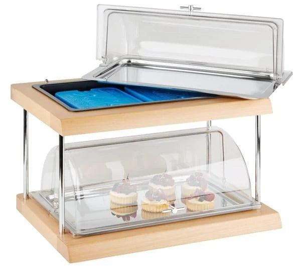 APS Plateau réfrigérant -TOP FRESH GN 1/1 DOUBLE ÉTAGE- Set bois