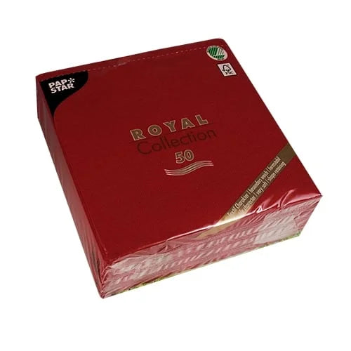 Papstar 50 serviettes ROYAL Collection pliage 1/4 40 cm x 40 cm bordeaux