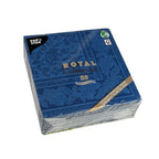 Papstar 50 serviettes ROYAL Collection pliage 1/4 40 cm x 40 cm bleu foncé Ornaments