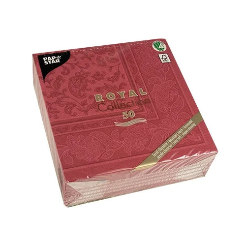 Papstar 50 serviettes ROYAL Collection pliage 1/4 40 cm x 40 cm bordeaux Ornaments