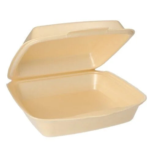 Papstar boîtes menu avec couvercle rabattable, EPS non compartimentées 75x225x22 beige laminé - 50 pcs.