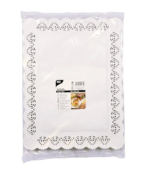 Papstar 100 papiers dentelés carrés 34 cm x 26 cm blanc