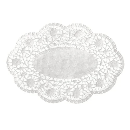 Papstar 500 dentelles à moka ovales 18 cm x 13 cm blanches