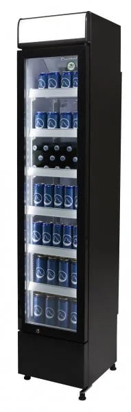 Gastro-Cool DC130 Getränkekühlschrank Slim 150 Liter schwarz/weiß, LED