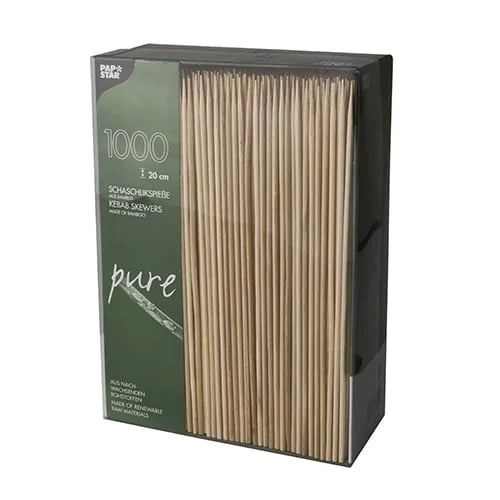 Papstar 1000 Schaschlikspieße, Bambus pure Ø 3 mm x H: 20 cm