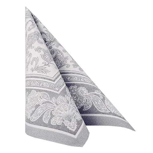 Papstar 50 serviettes ROYAL Collection pliage 1/4 40 cm x 40 cm gris Ornaments