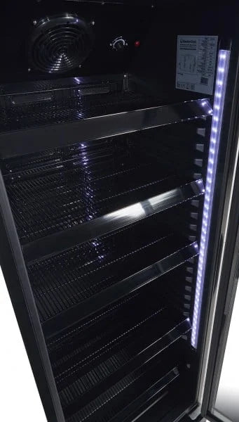 Armoire réfrigérée à boissons noire/noire - 339 l - porte vitrée - froid ventilé