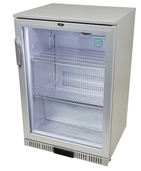Réfrigérateur d'arrière de bar inox - 128 l - porte vitrée - froid ventilé - encastrable