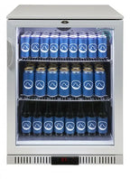 Réfrigérateur d'arrière de bar inox - 128 l - porte vitrée - froid ventilé - encastrable