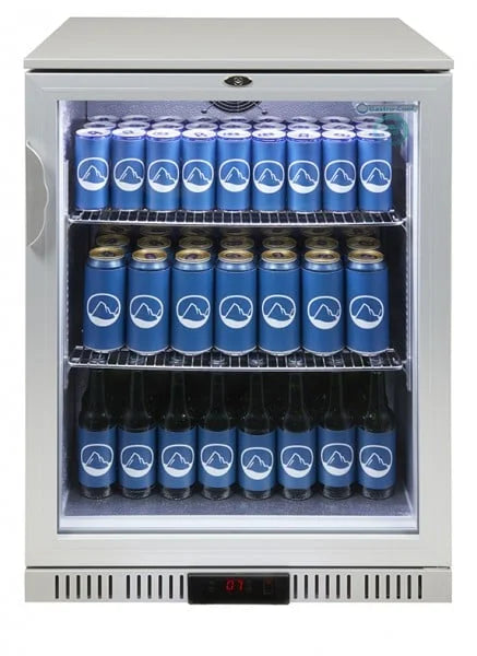 Réfrigérateur d'arrière de bar inox - 128 l - porte vitrée - froid ventilé - encastrable