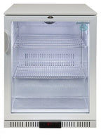 Réfrigérateur d'arrière de bar inox - 128 l - porte vitrée - froid ventilé - encastrable