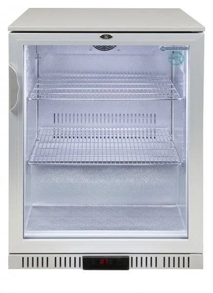 Réfrigérateur d'arrière de bar inox - 128 l - porte vitrée - froid ventilé - encastrable