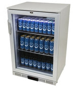 Réfrigérateur d'arrière de bar inox - 128 l - porte vitrée - froid ventilé - encastrable