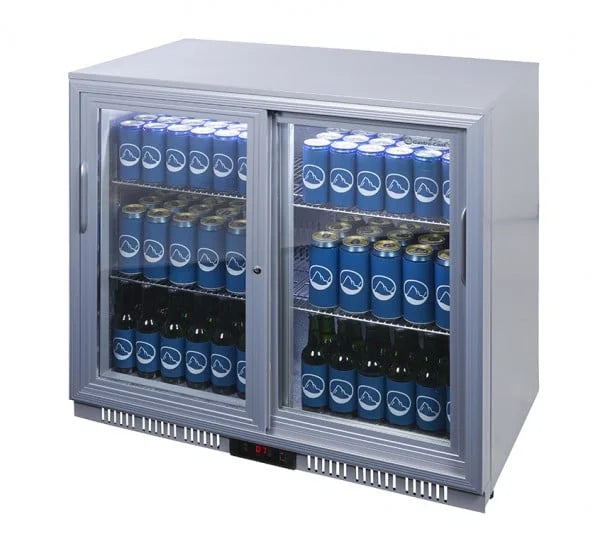 Réfrigérateur d'arrière de bar - 200 l - portes vitrées coulissantes - froid ventilé - encastrable