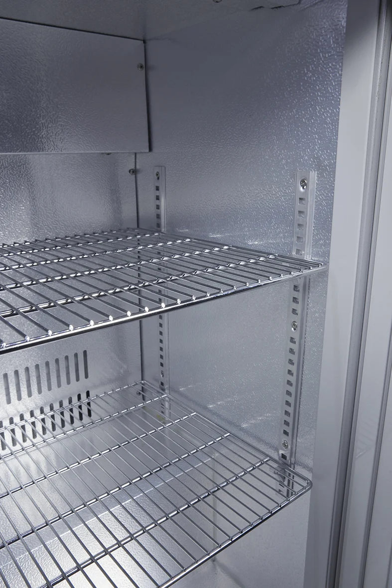 Réfrigérateur d'arrière de bar inox - 312 l - porte vitrée coulissante - froid ventilé - encastrable