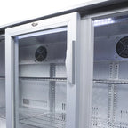 Réfrigérateur d'arrière de bar inox - 312 l - porte vitrée coulissante - froid ventilé - encastrable