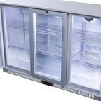 Réfrigérateur d'arrière de bar inox - 312 l - porte vitrée coulissante - froid ventilé - encastrable