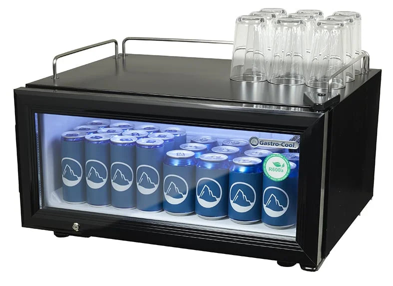 Réfrigérateur professionnel mini-bar noir/blanc - 22 l - porte vitrée - froid statique 