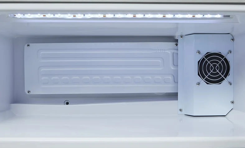 Réfrigérateur professionnel mini-bar argenté/blanc - 22 l - porte vitrée - froid statique 
