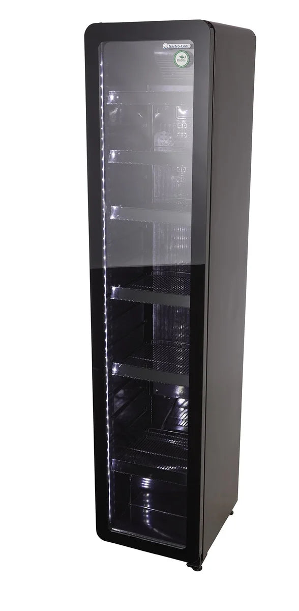 Gastro-Cool GD175 Getränkekühlschrank Retro Slim 212 Liter schwarz/schwarz, LED