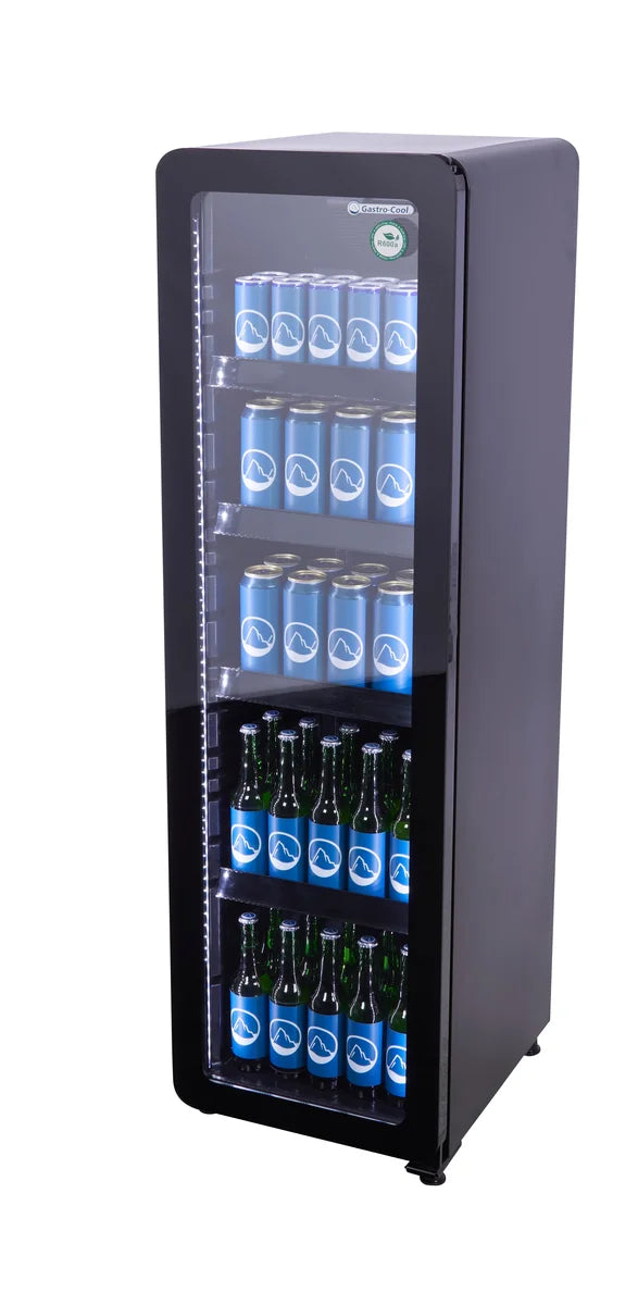 Armoire réfrigérée à boissons noire/noire - 140 l - porte vitrée - froid ventilé 